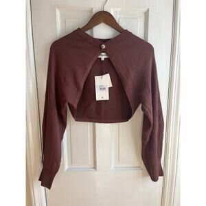 NWT APPARIS Banks Bolero in Clay - Brown Ribbed Knit Cropped Cardigan - Size M